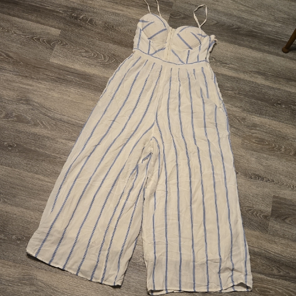 AEO Striped Wide Leg Jumpsuit XS